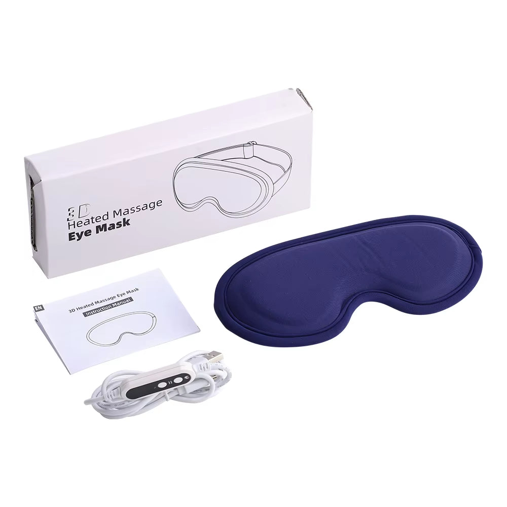 USB Heated Eye Mask 5 Levels Hot Compress Vibration Eye Massager Dark Circles Removal Relieve Fatigue Eye Massage Beauty Device